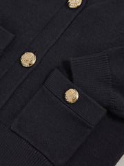 9-13 yrs Knitted Embossed-Button Cardigan in Navy
