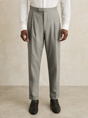 Regular Fit Herringbone Trousers With Cotton in Grey