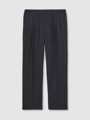Relaxed-Fit Twill Drawstring Trousers in Navy