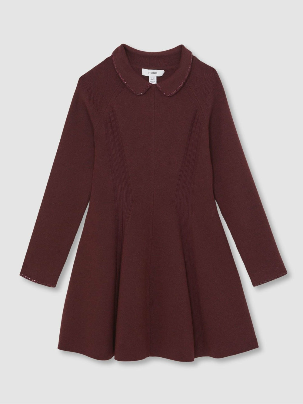 13-14 yrs Embellished Collar Knitted Dress in Berry