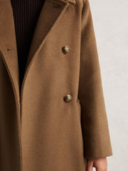 9-13 yrs Wool-Blend Double-Breasted Coat in Camel