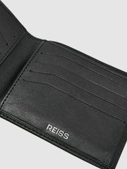Leather Large Lattice-Effect Wallet in Black