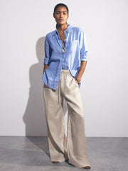 Petite Linen-Blend Wide-Leg Trousers in Neutral