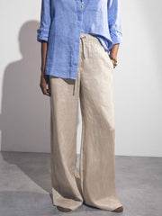 Petite Linen-Blend Wide-Leg Trousers in Neutral