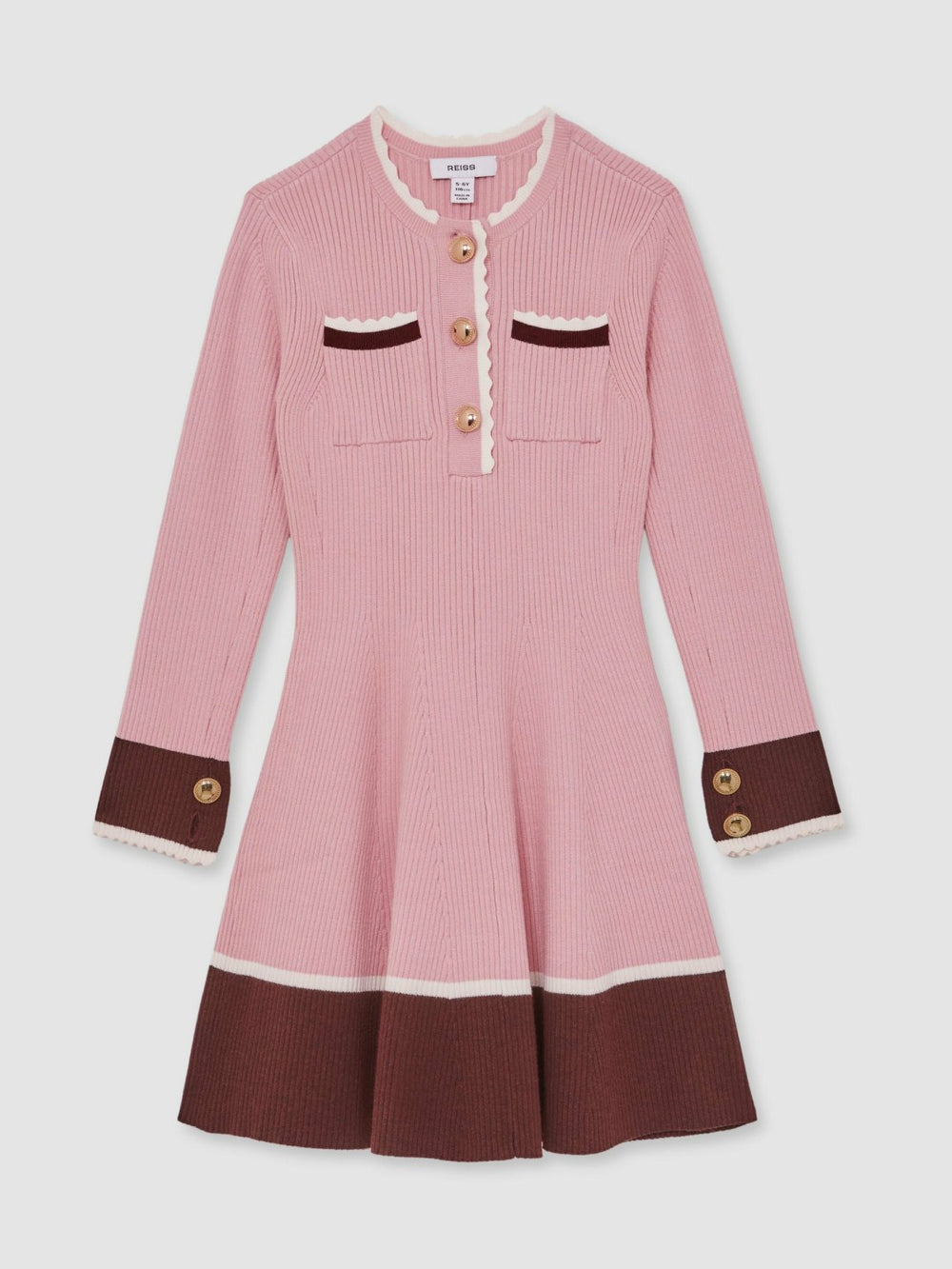 13-14 yrs Scallop-Trim Rib-Knit Dress in Pink
