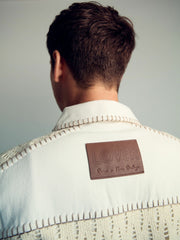 | Tom Daley Crochet Denim Jacket in Off White