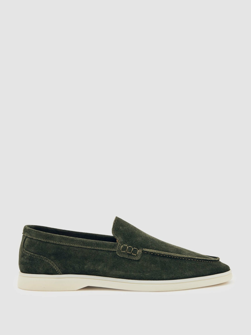 Suede Slip-On Loafers in Forest Green
