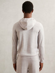 Merino Wool Drawstring Hoodie in Wicker Brown Melange