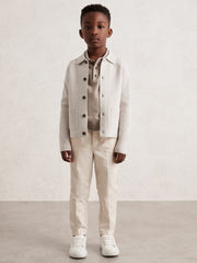 3-9 yrs Button-Through Knitted Cardigan in Oatmeal Melange