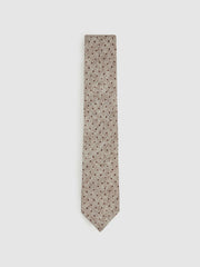 Wool-Cotton Polka-Dot Tie in Grey Melange