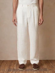 | Ché Linen Wide-Leg Trousers in White