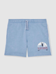 9-13 yrs Superman Logo-Print Shorts in Light Blue