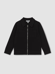 13-14 yrs Knitted Zip-Through Cardigan in Black
