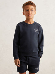 9-13 yrs Cotton Blend Motor Cars Sweatshirt in Washed Blue