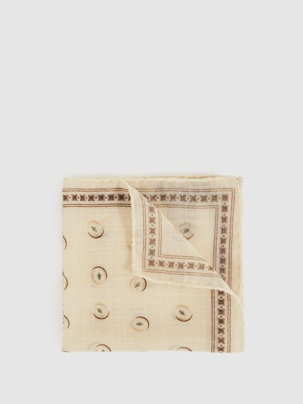 Wool Motif Print Pocket Square in Off White
