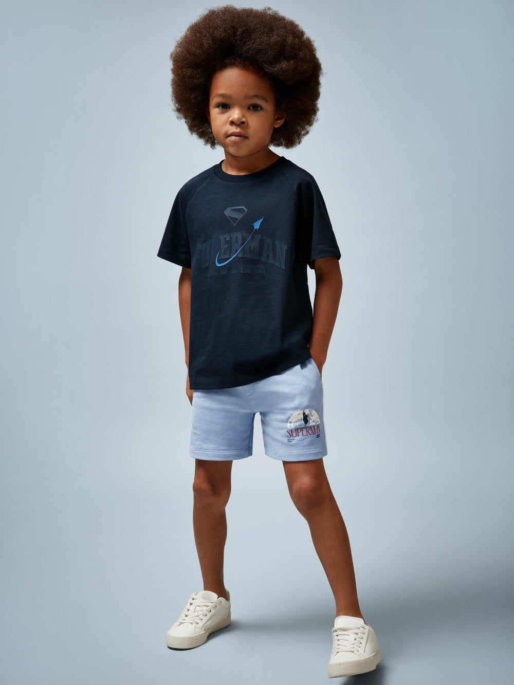 9-13 yrs Superman Raglan Logo T-Shirt in Navy Blue