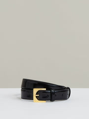 Suede Square Buckle Belt in Black