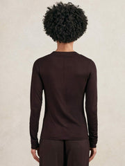 Jersey V-Neck Top in Plum