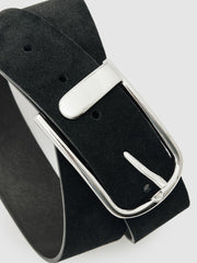 Suede Half-Keeper Belt in Black