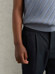 3-9 yrs Relaxed-Fit Pleated Tapered Trousers in Navy