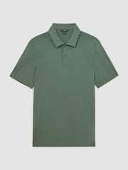 Cotton Short-Sleeve Polo Shirt in Kale Green