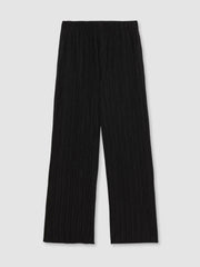Plissé Wide Leg Trousers in Black