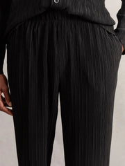 Plissé Wide Leg Trousers in Black