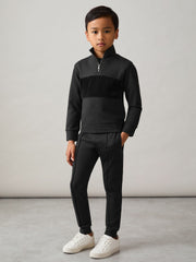 9-13 yrs Interlock Velour-Panel Zip Sweatshirt in Black