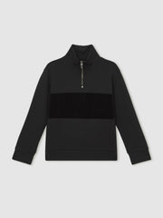 3-9 yrs Interlock Velour-Panel Zip Sweatshirt in Black