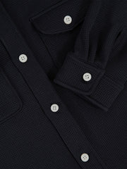 9-13 yrs Waffle-Textured Twin-Pocket Overshirt in Navy