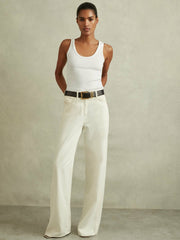 Stretch-Cotton Ribbed Vest in White