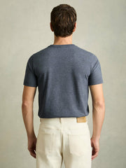 Cotton Crew Neck T-Shirt in Airforce Blue Melange