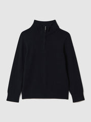 9-13 yrs Wool Half-Zip Funnel Neck Jumper in Navy