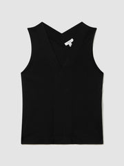 V-Neck Shell Top in Black