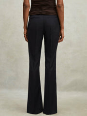 Petite Wool-Blend Tailored Flared Suit Trousers in Navy