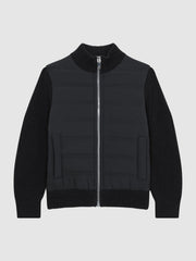 Junior Hybrid Zip Through Quilted Jacket in Navy