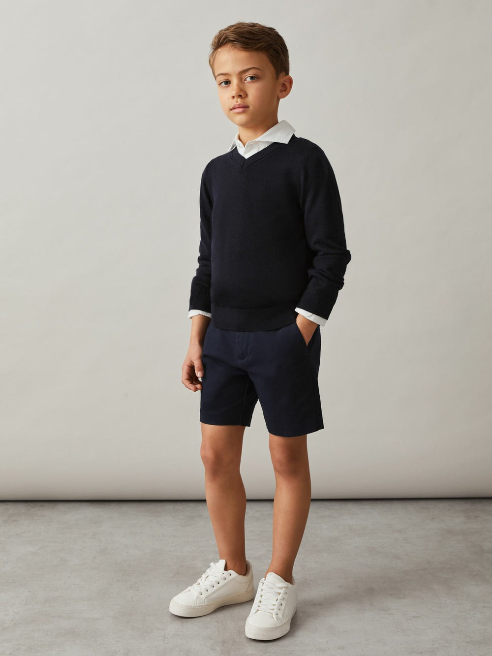 3-9 yrs Cotton Chino Shorts with Stretch in Navy