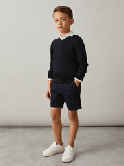 3-9 yrs Cotton Chino Shorts with Stretch in Navy
