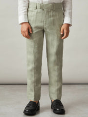 9-13 yrs Slim Fit Linen Adjustable Trousers in Apple