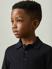 9-14 yrs Merino Wool Polo Shirt in Navy
