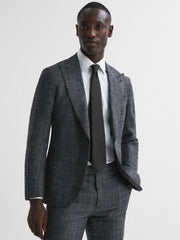 Textured Silk Blend Tie in Black