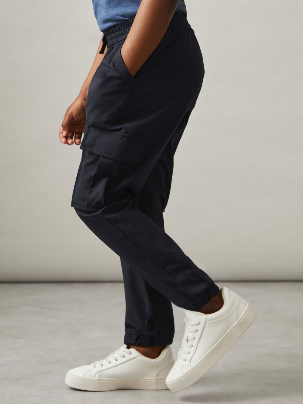 9-14 yrs Technical Drawstring Cuffed Cargo Trousers in Navy