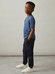 9-14 yrs Technical Drawstring Cuffed Cargo Trousers in Navy