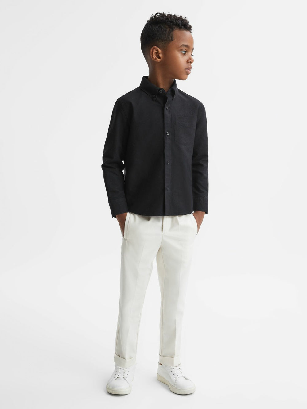 3-9 yrs Button Down Oxford Shirt in Black