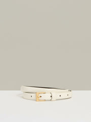 Thin Leather Belt in Off White
