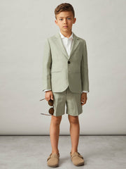 13-14 yrs Slim Fit Linen Adjustable Trousers in Apple