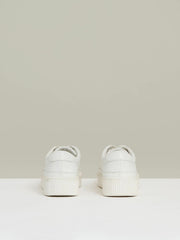Grained Leather Platform Trainers in White
