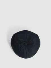 Wool Blend Baker Boy Cap in Navy