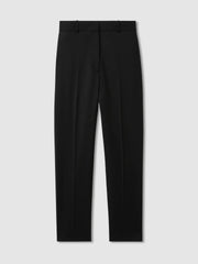 Wool Blend Tapered Suit Trousers in Black