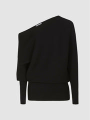 Asymmetric Knitted Top in Black